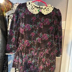 Vintage Floral Lace Collar Dress size: 5